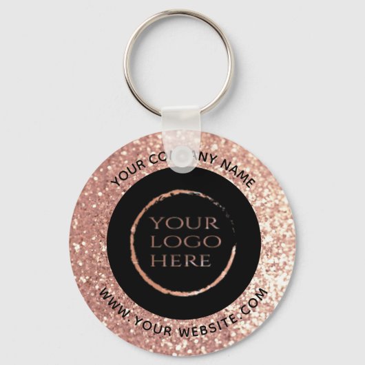 Porte-clés Rose gold Glittery custom company logo keychain (Recto)