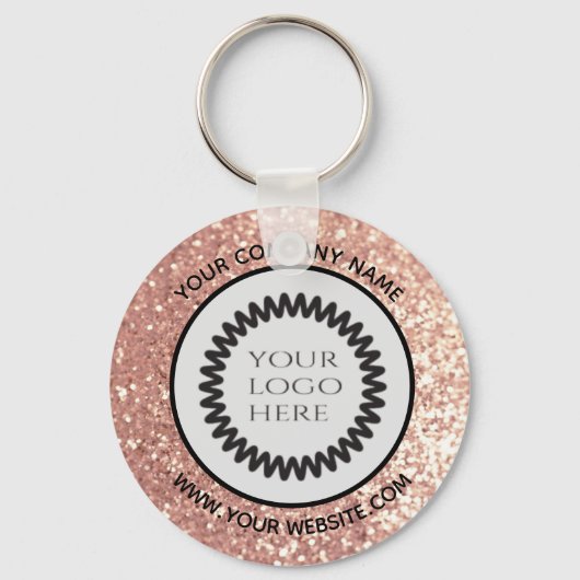 Porte-clés Rose gold Glittery custom company logo keychain (Recto)