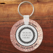 Porte-clés Rose gold Glittery custom company logo keychain (Recto)