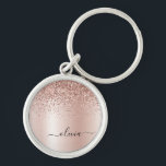 Porte-clés Rose Gold - Parties scintillant rose pâle Nom du m<br><div class="desc">Rose Gold - Blush Pink Faux Foil Parties scintillant à étincelles métalliques brossé Monogramme de métal Nom Clés (Porte - clé). Cela rend le cadeau parfait pour 16 ans,  mariage,  douche nuptiale,  anniversaire,  baby shower ou bachelorette pour quelqu'un qui aime le luxe glam et les styles chic.</div>