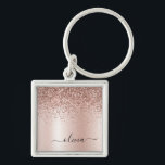 Porte-clés Rose Gold - Parties scintillant rose pâle Nom du m<br><div class="desc">Or rose - Faux Roses Vierges Foil Parties scintillant Étincelle Métallique Brossé Monogramme Nom Clés (Porte - clé). Cela rend le cadeau parfait pour 16 ans,  mariage,  douche nuptiale,  anniversaire,  baby shower ou bachelorette pour quelqu'un qui aime le luxe glam et les styles chic.</div>