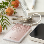 Porte-clés Rose Gold - Parties scintillant rose pâle Nom du m<br><div class="desc">Rose Gold - Blush Pink Faux Foil Parties scintillant à étincelles métalliques brossé Monogramme en métal Nom Porte - clé. Cela rend le cadeau parfait pour 16 ans,  mariage,  douche nuptiale,  anniversaire,  baby shower ou bachelorette pour quelqu'un qui aime le luxe glam et les styles chic.</div>