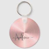 Porte-clés Rose Gold Radial Nom du script métallique (Recto)