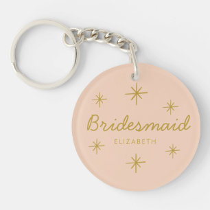 Porte-clés Rose Golden Calligraphie Stars Bridesmaid cadeau