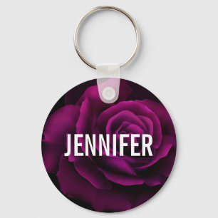 Porte-clés Rose gothique, bougie, parchemin et emplacement