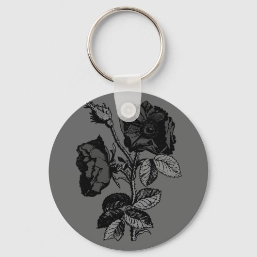 Porte-clés Rose gothique noire antique (Recto)