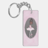 Porte-clés Rose & Grey Couture Ballerine Fille peau foncée (Devant gauche)