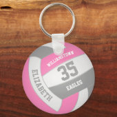Porte-clés rose gris girly personnalisation nom de l'équipe v (Verso)