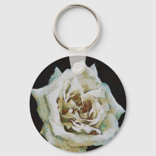 Porte-clés Rose impressionniste isolé sur noir