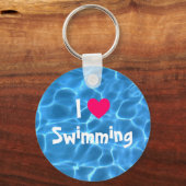 Porte-clés Rose J'aime la natation Piscine bleue (Recto)