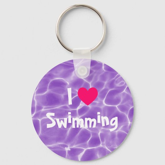 Porte-clés Rose J'aime Nager Piscine Violette (Recto)