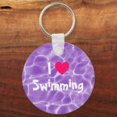Porte-clés Rose J'aime Nager Piscine Violette (Recto)