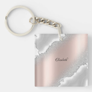 Porte-clés Rose moderne élégante Parties scintillant or Marbr