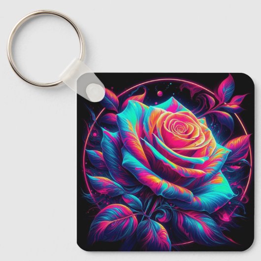 Porte-clés Rose Néon Vibrant (Recto)