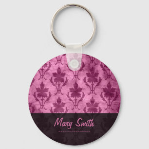 Porte-clés Rose nommé fait sur commande de motif vintage