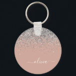 Porte-clés Rose or rose rose pâle Parties scintillant argent<br><div class="desc">Rose Gold - Blush Pink and Silver Sparkle Parties scintillant Script Monogramme Nom Clés (Porte - clé). Cela rend le cadeau parfait pour 16 ans,  mariage,  douche nuptiale,  anniversaire,  baby shower ou bachelorette pour quelqu'un qui aime le luxe glam et les styles chic.</div>
