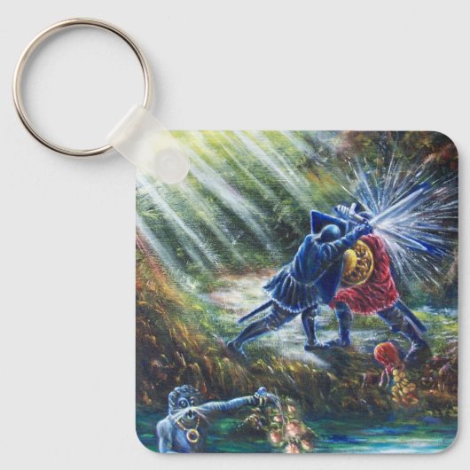 Porte-clés ROSE OUBLIÉ combattant les chevaliers, l'argent et (Recto)