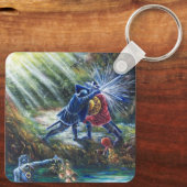 Porte-clés ROSE OUBLIÉ combattant les chevaliers, l'argent et (Verso)