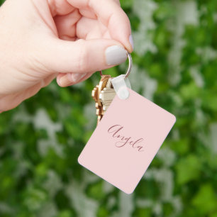 Porte-clés Rose pâle avec nom foncé ou jeu de monogrammes et