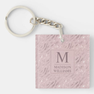 Porte-clés Rose Pâle Pastel Doré Argent Paillettes Motif