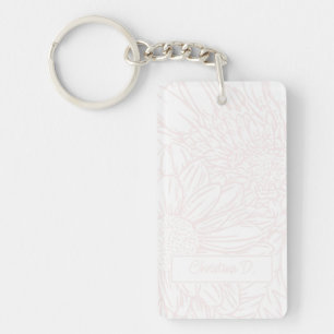 Porte-clés Rose Pâle sur Chrysanthèmes Blancs avec Photo