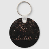 Porte-clés Rose Parties scintillant Or Élégant Script glamour (Verso)