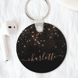Porte-clés Rose Parties scintillant Or Élégant Script glamour<br><div class="desc">Créez votre propre porte - clé brillant en diamant noir et rose personnalisé avec votre nom de script manuscrit moderne personnalisé.</div>