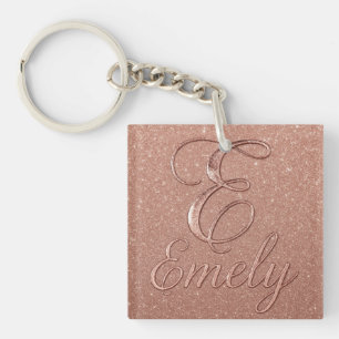 Porte-clés Rose personnalisé Parties scintillant Gold Design