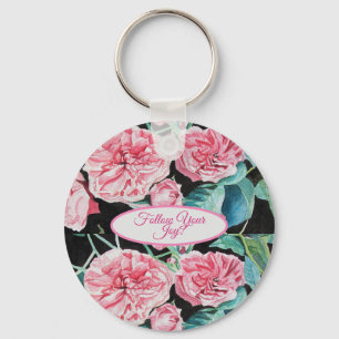 Porte-clés Rose Pink Roses floral Follow Your Joy Pattern