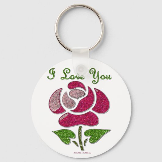 Porte-clés Rose Pochoir Rose Je T'aime (Recto)