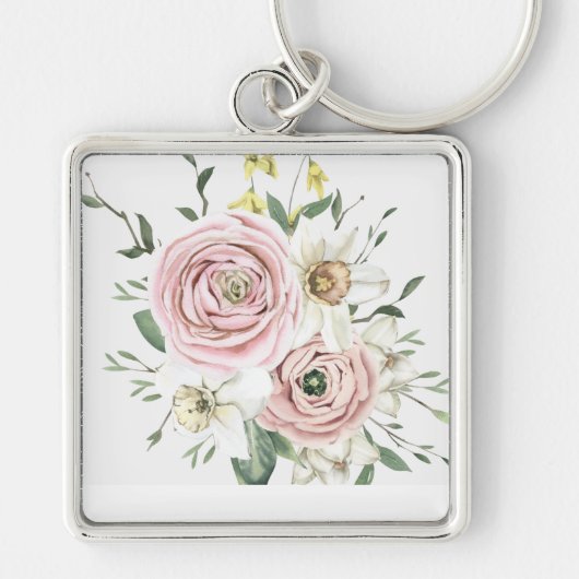 Porte-clés Rose Posy tiré à la main (Devant)