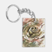 Porte-clés Rose romantique corail et gris (Devant gauche)