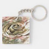 Porte-clés Rose romantique corail et gris (Dos)