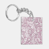 Porte-clés Rose rose baroque feuillage orné (Devant gauche)