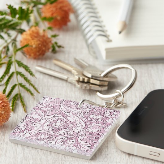 Porte-clés Rose rose baroque feuillage orné (Devant Droit)