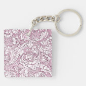Porte-clés Rose rose baroque feuillage orné (Dos)