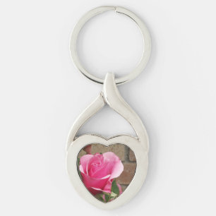 Porte-clés Rose rose ~ Coeur tordu Keychain