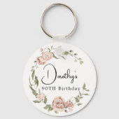 Porte-clés Rose rose Dusty Floral 90e anniversaire (Verso)