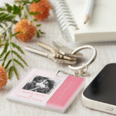 Porte-clés Rose rose Forever commence Élégant Mariage photo (Devant Droit)