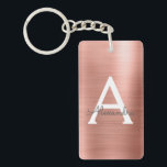 Porte-clés Rose Rose Gold Girl et chic Monogramme<br><div class="desc">Rose Rose Or Faux brossé Métal Métal Acier Inoxydable Porte - clé élégant. Ces Porte - clés peuvent être customisés pour inclure votre nom initial et prénom et sont une douche de mariée Mariage parfaite, la fête de bachelorette ou la fête d'anniversaire. Si vous avez besoin d'autres articles correspondants, veuillez...</div>