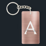 Porte-clés Rose Rose Gold Girl et chic Monogramme<br><div class="desc">Rose Rose Or Faux brossé Métal Métal Acier Inoxydable Porte - clé élégant. Ces Porte - clés peuvent être customisés pour inclure votre nom initial et prénom et sont une douche de mariée Mariage parfaite, la fête de bachelorette ou la fête d'anniversaire. Si vous avez besoin d'autres articles correspondants, veuillez...</div>