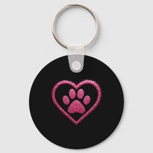 Porte-clés Rose rose patte coeur mignon chien chat amour Sain