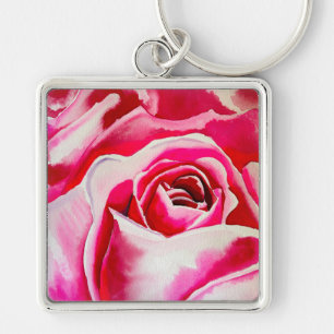 Porte-clés Rose roses romantique aquarelle art