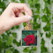 Porte-clés Rose rouge de près (main)