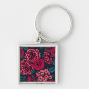 Porte-clés rose, rouge et bi-color roses with blue leaves on