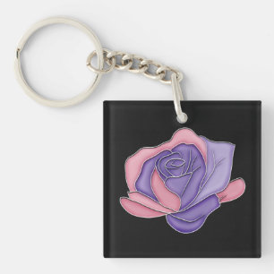 Porte-clés Rose Rouge et Fleurie