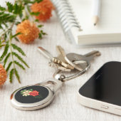 Porte-clés Rose rouge et marguerites Arrière - plan noir (Côté )