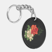 Porte-clés Rose rouge et marguerites Arrière - plan noir (Devant gauche)