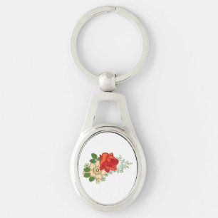 Porte-clés Rose Rouge et Pâquerettes