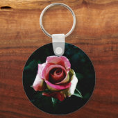 Porte-clés Rose rouge peinte à l'huile (Recto)